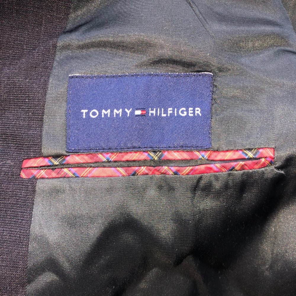 Tommy Hilfiger Blazer Mens 44R Black Wool Blend 3 Button Single Breast/Vent - Picture 8 of 11